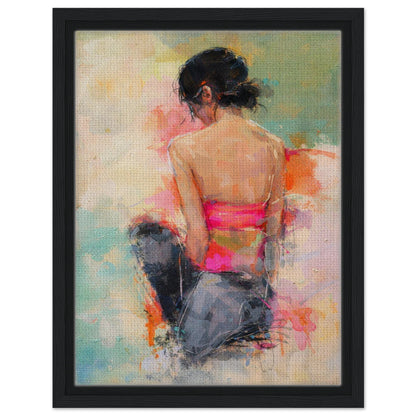 Soft Solitude Framed Canvas Pastel-Textured Impressionist-Figurative