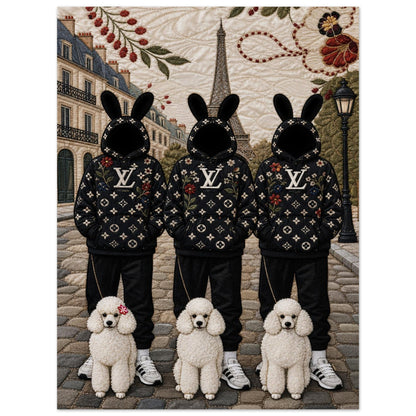 Paris Bunny Poodle Crew Quilt-Inspired Pop-Art Matte Paper Poster