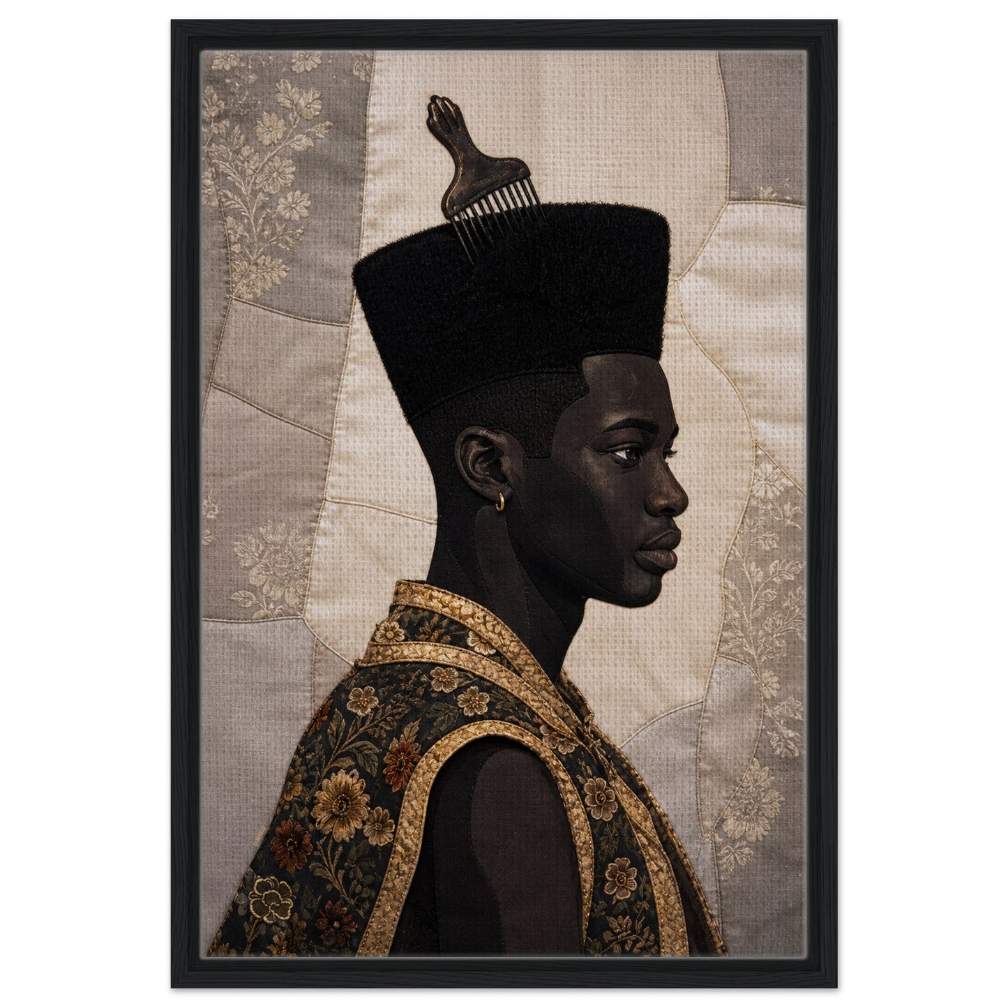 Black Man Afrocentric Matte Paper Poster - Quilt-Inspired Art