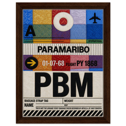 Paramaribo PBM Framed Canvas Quilted-Style Vintage-Travel