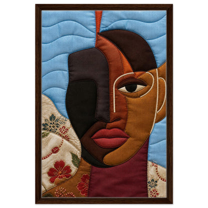 The Split Self Framed Canvas Quilt-Inspired Afrocentric Portrait