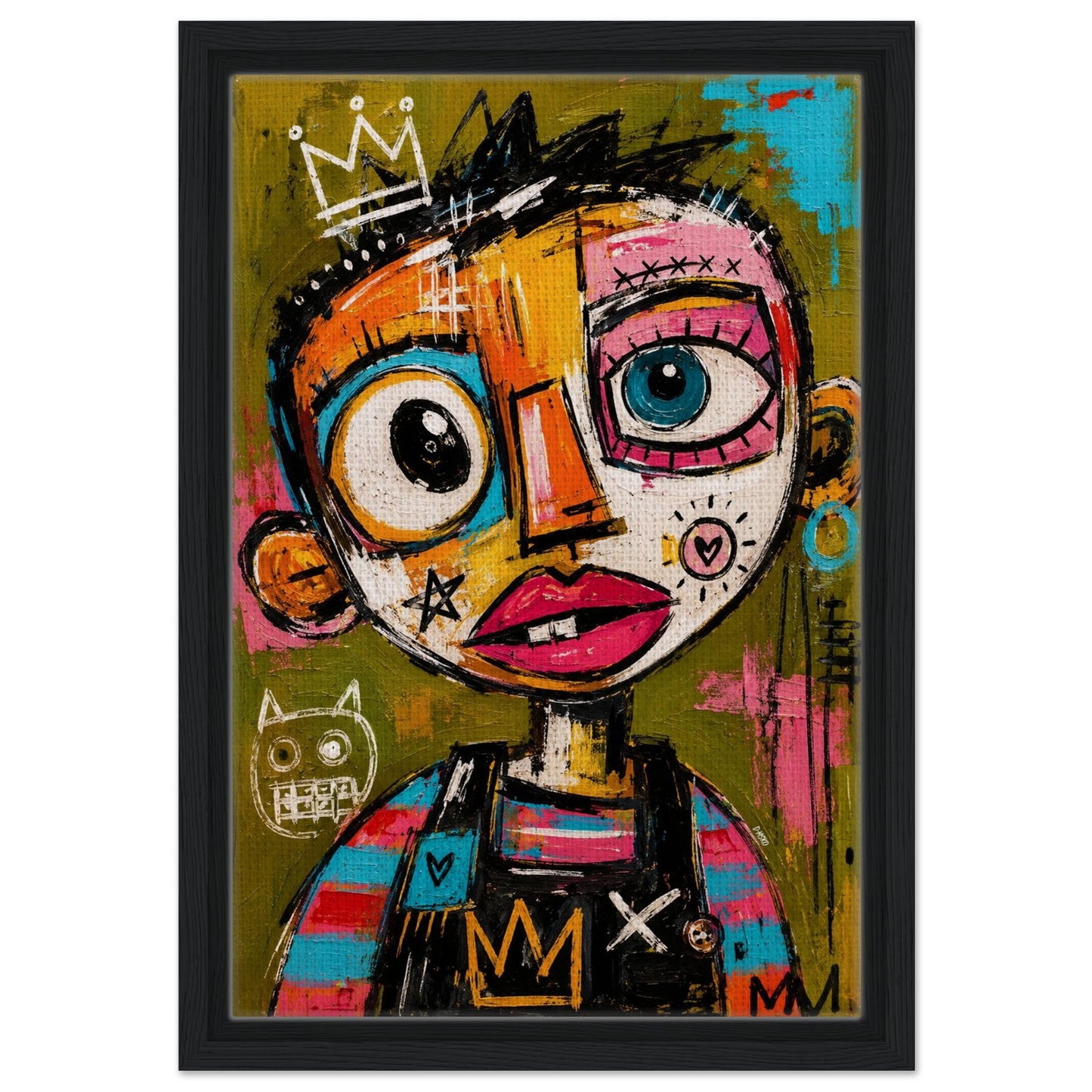 Crowned Rebel Child Framed Canvas Afrocentric Graffiti-Inspired