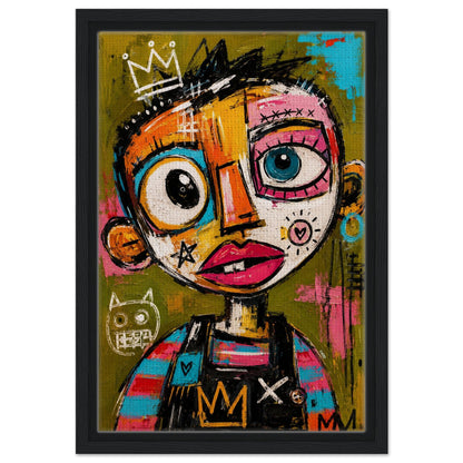 Crowned Rebel Child Framed Canvas Afrocentric Graffiti-Inspired