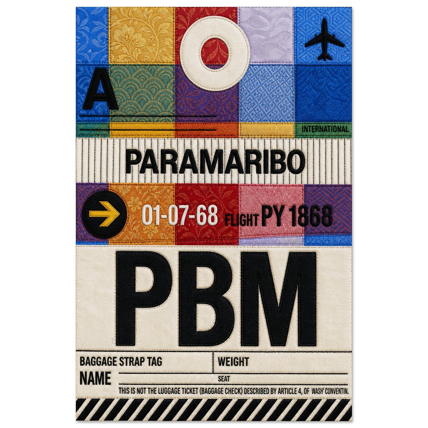Paramaribo PBM Quilted-Style Luggage-Tag Matte Paper Poster