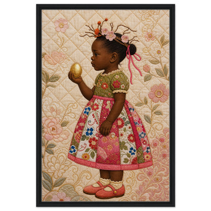 Golden Garden Matte Paper Poster: Quilt-Inspired, in Bisa Butler Style