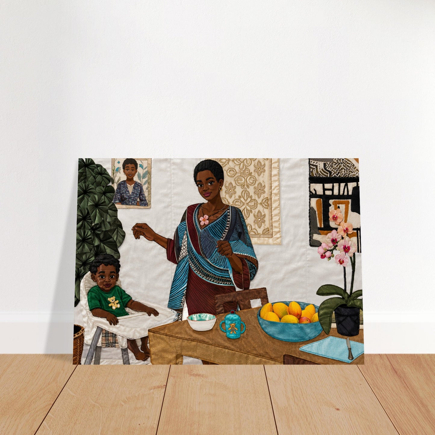 Mother’s Table Quilt-Inspired Matte Paper Poster - Bisa Butler Style