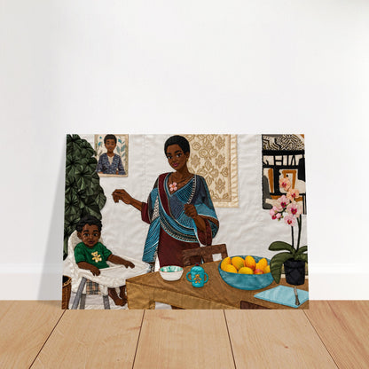 Mother’s Table Quilt-Inspired Matte Paper Poster - Bisa Butler Style