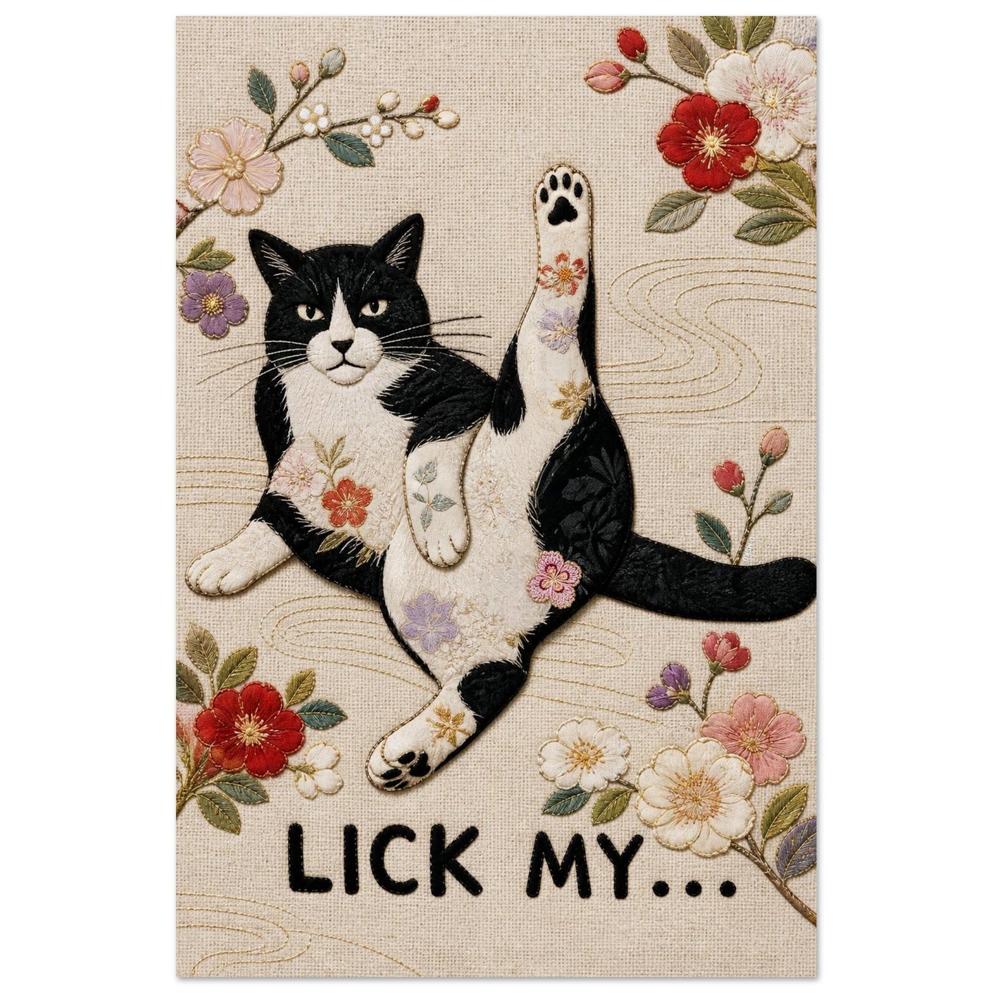 Lick My... Textile-Inspired Matte Paper Poster - Japanese Kimono Style