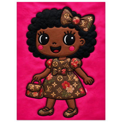 Afro Bow Girl Quilted-Style Museum Quality Matte Paper Poster