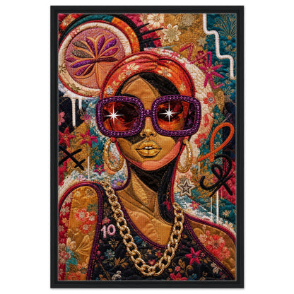 Golden Shades Framed Canvas Quilt-Inspired Afrocentric