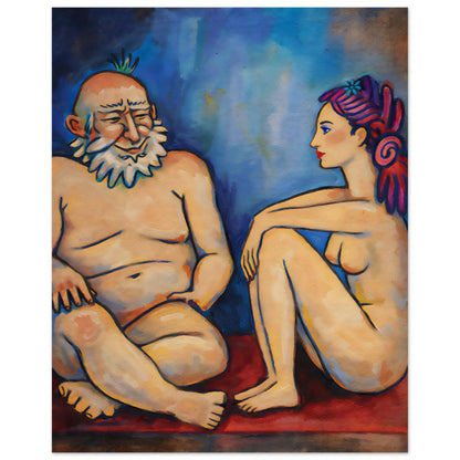Blue Conversation Museum-Quality Painterly-Modern Matte Paper Poster