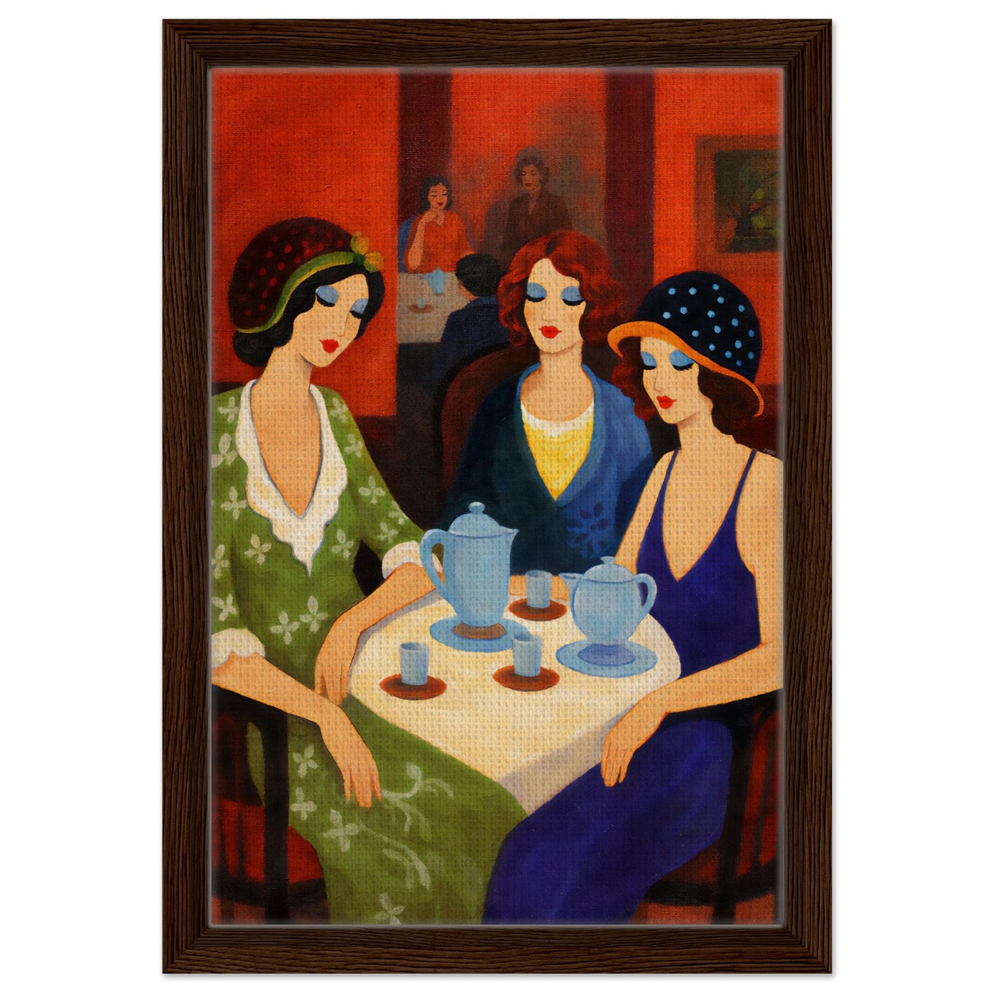 Tea Room Trio Framed Canvas Art-Deco 1920s-Inspired