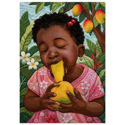 Mango Joy Quilt-Inspired Matte Paper Poster - Bisa Butler Style