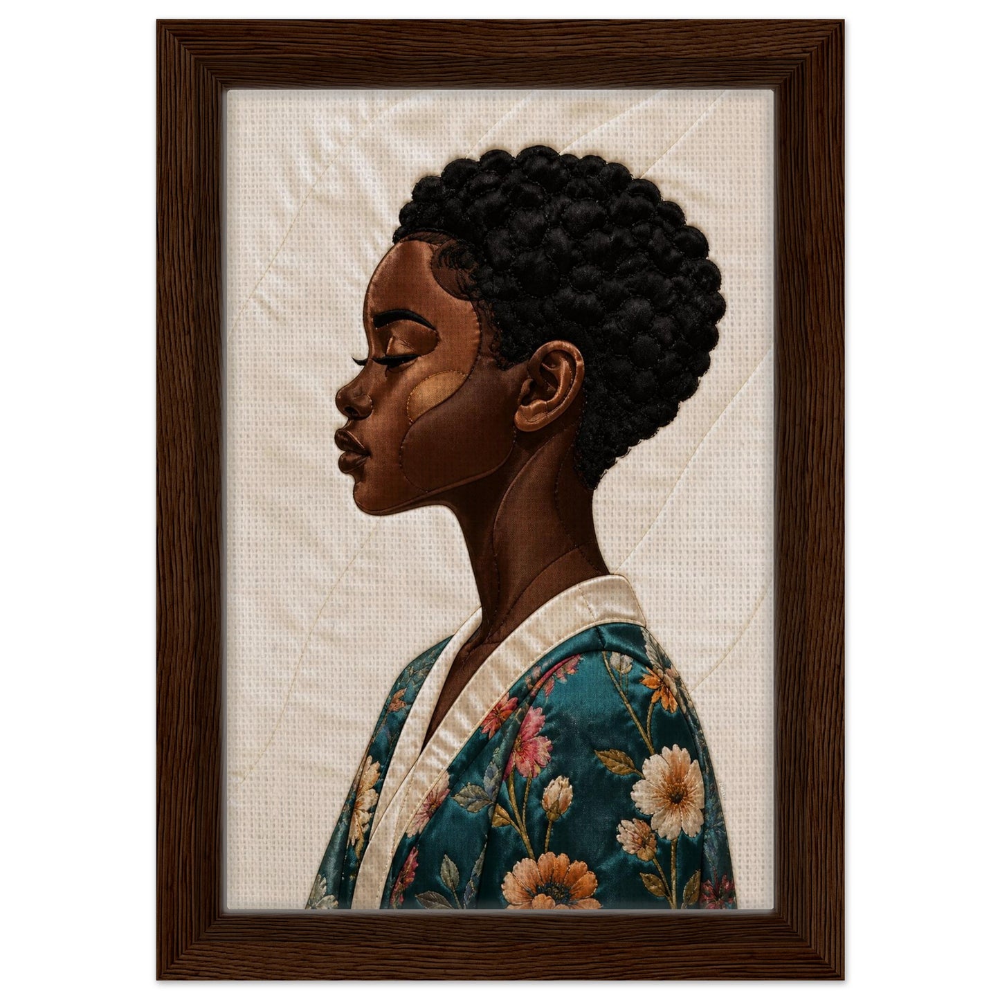 Calm Blossom Quilt-Inspired Matte Paper Poster - Bisa Butler Style