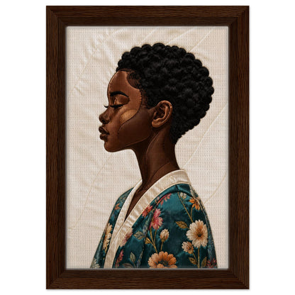 Calm Blossom Quilt-Inspired Matte Paper Poster - Bisa Butler Style
