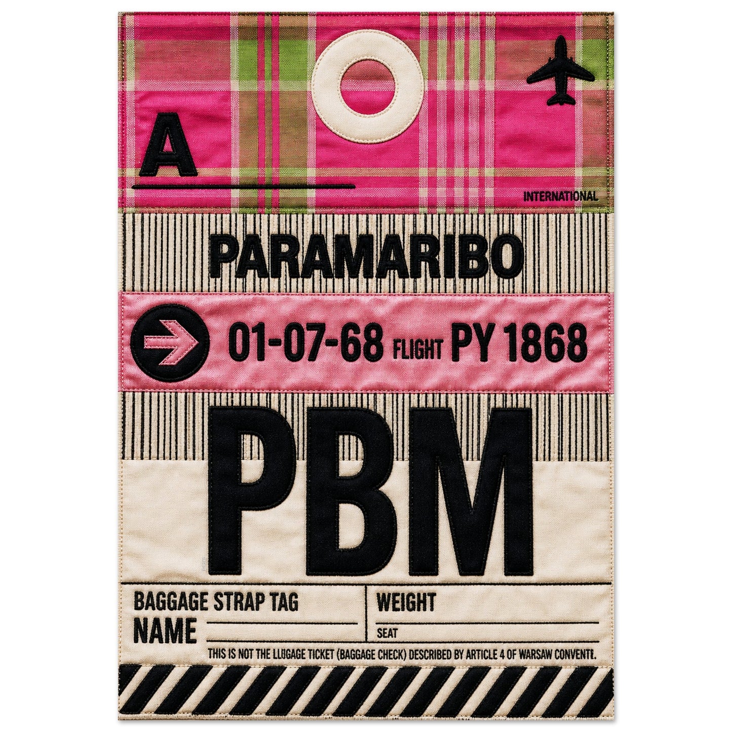 Pink Paramaribo PBM Quilted-Style Luggage-Tag Matte Paper Poster