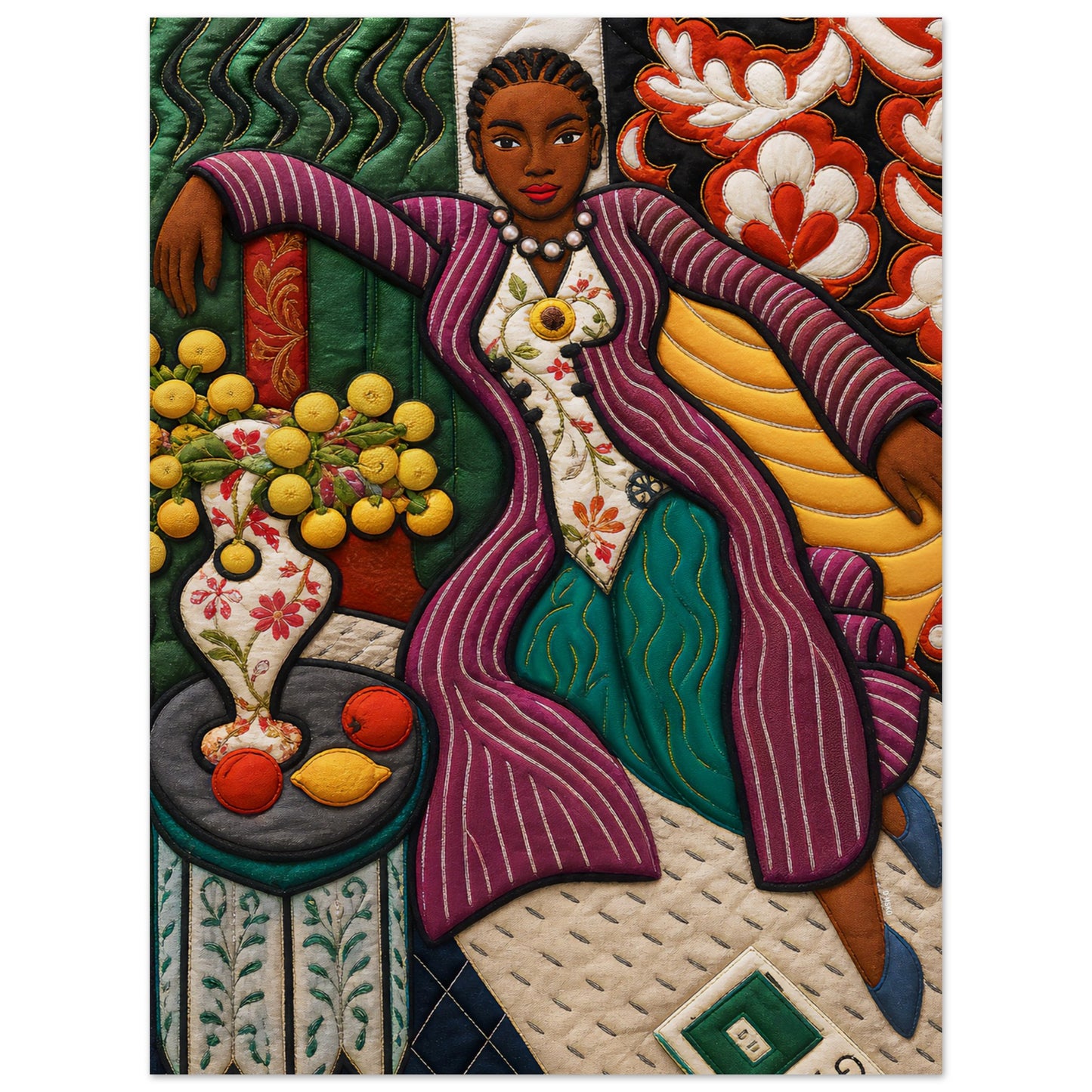 Citrus Lounge Museum-Quality Matte Paper Poster - Quilt-Inspired
