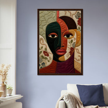The Divided Gaze Framed Canvas Afrocentric Quilt-Inspired