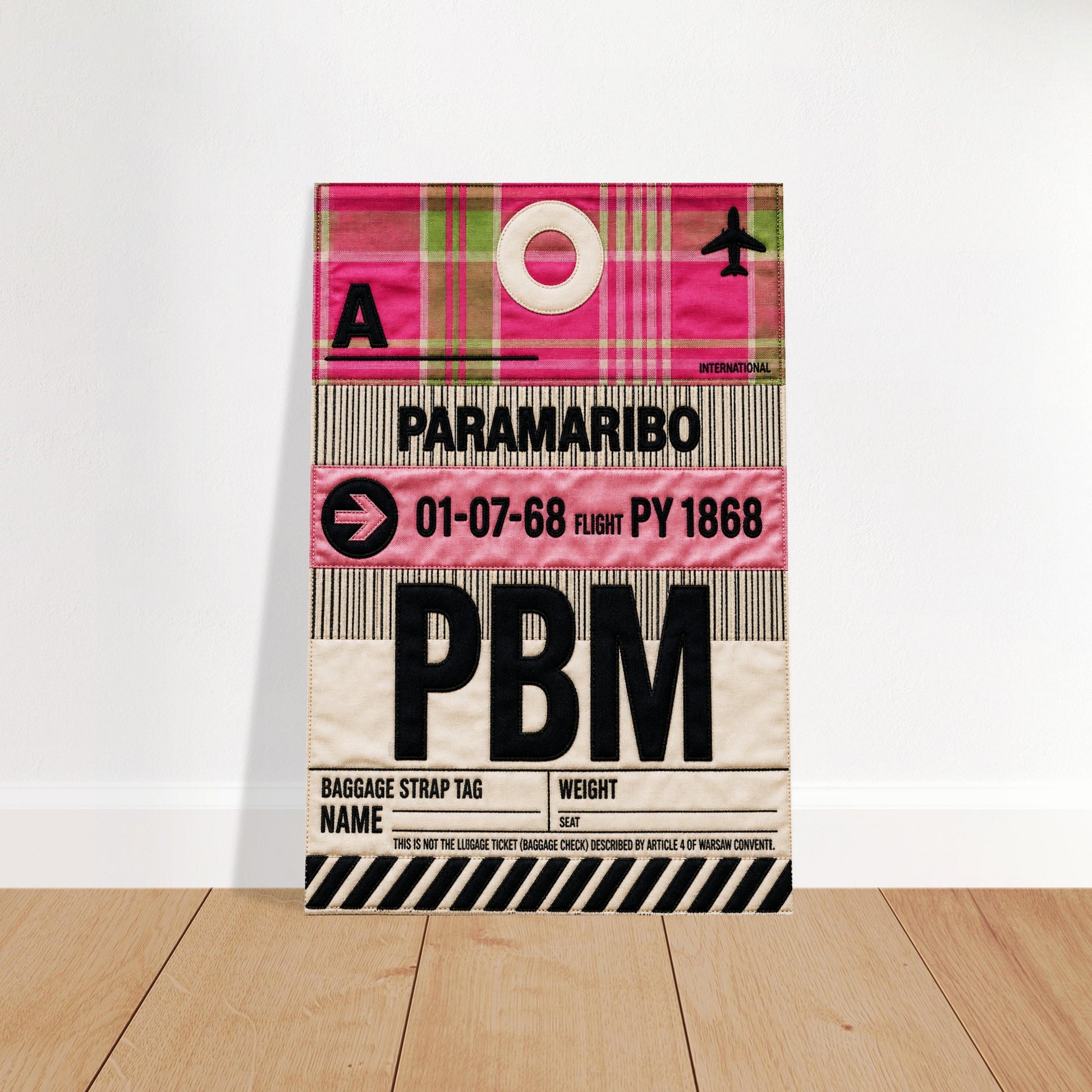 Pink Paramaribo PBM Quilted-Style Luggage-Tag Matte Paper Poster