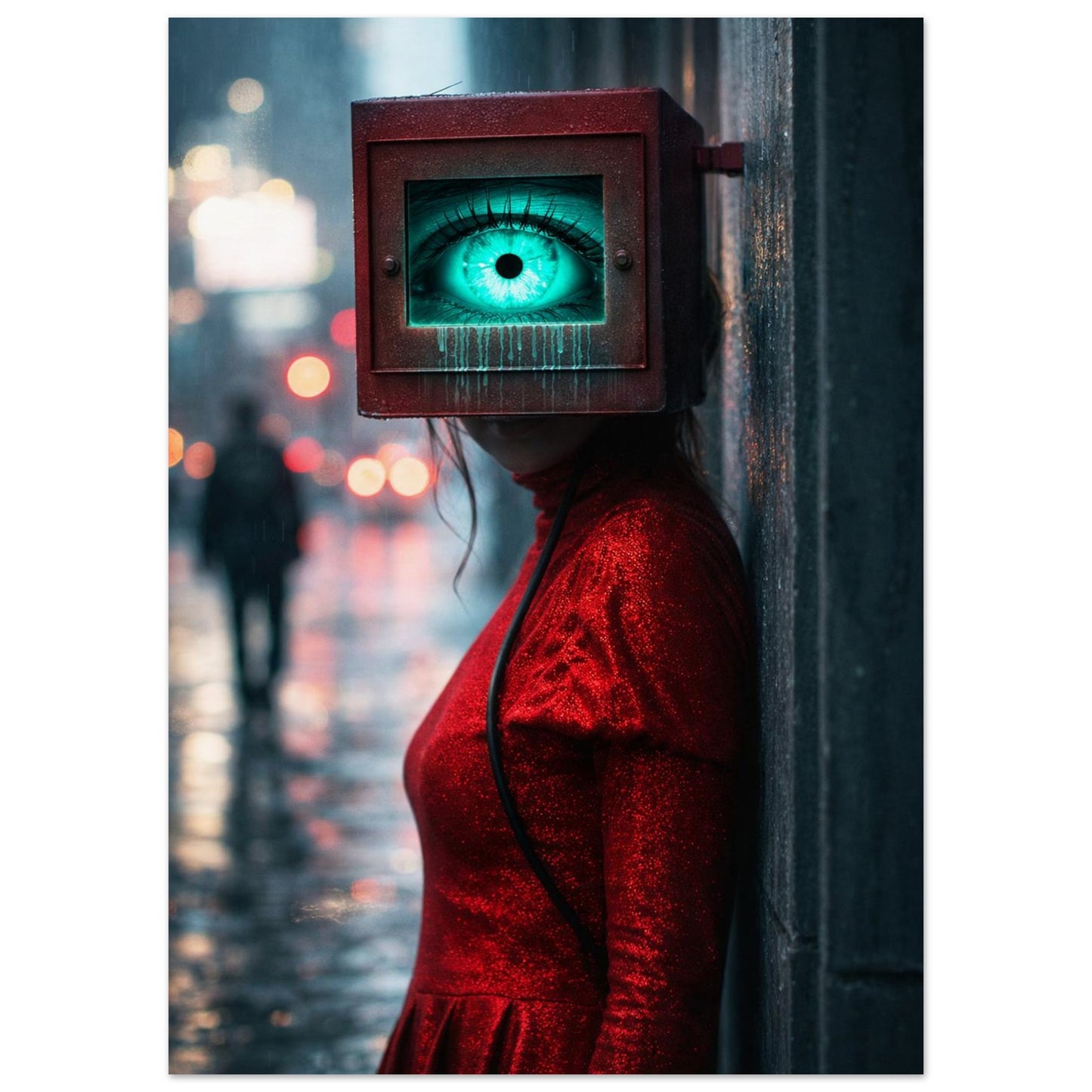 Neon Watcher Cyberpunk-Surreal Museum Quality Matte Paper Poster
