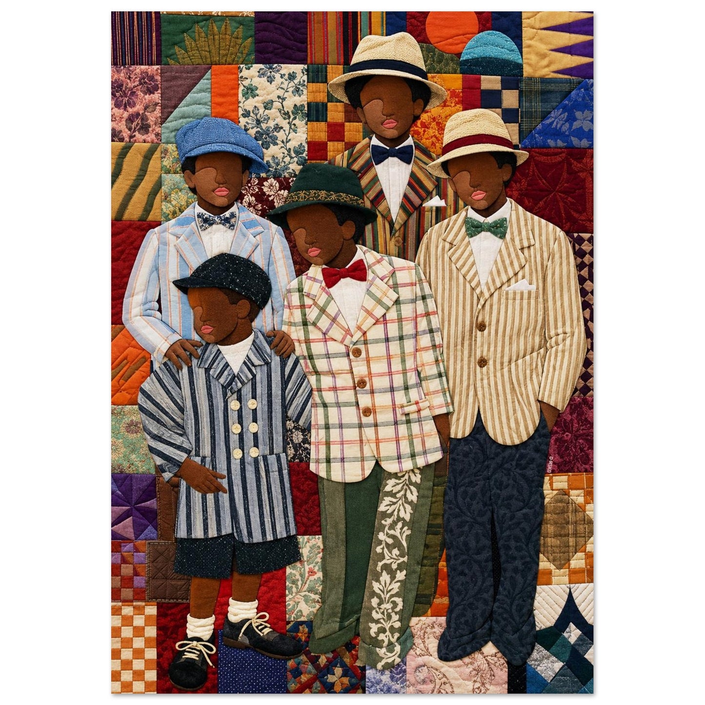 Dapper Brothers Patchwork Matte Paper Poster - Bisa Butler Style