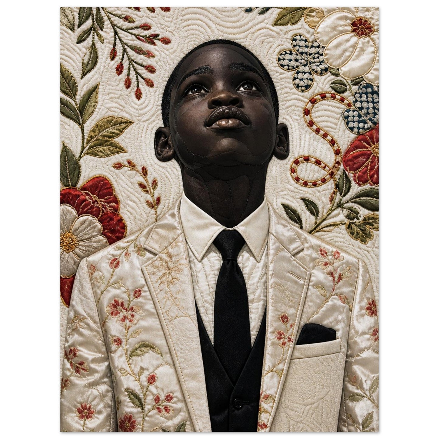 Titel Quilt-Inspired Textile-Collage Matte Paper Poster