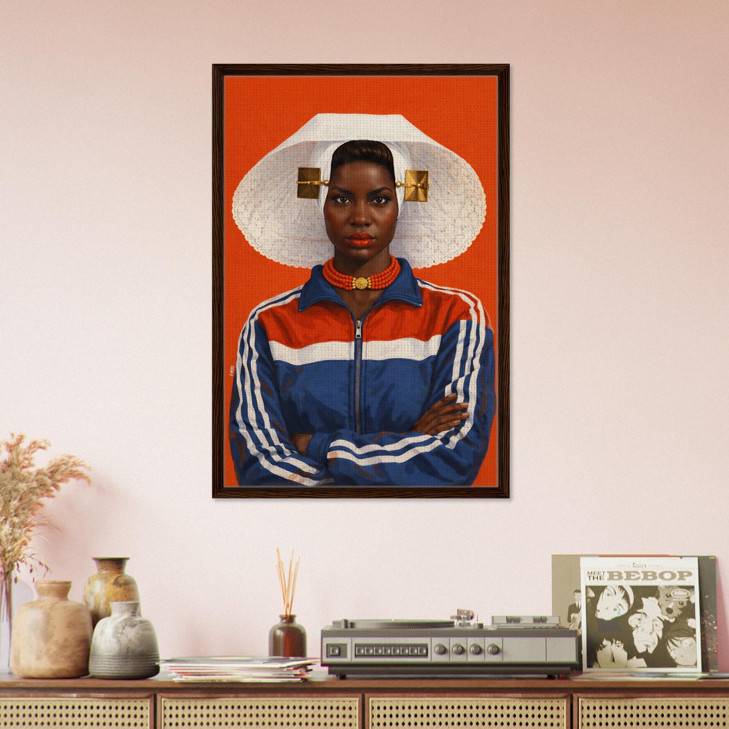 Zeeland Bonnet Portrait Framed Canvas Contemporary-Realist