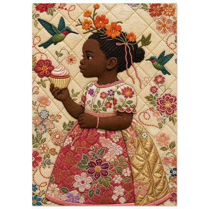 Petite Bloom Quilt-Inspired Matte Poster - Bisa Butler Style