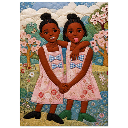 Bisa Butler-Style Quilt-Inspired Garden Poster on Matte Paper
