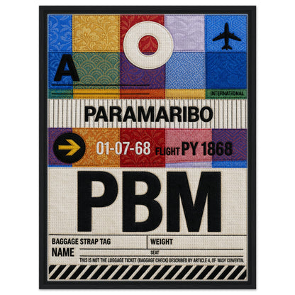 Paramaribo PBM Framed Canvas Quilted-Style Vintage-Travel