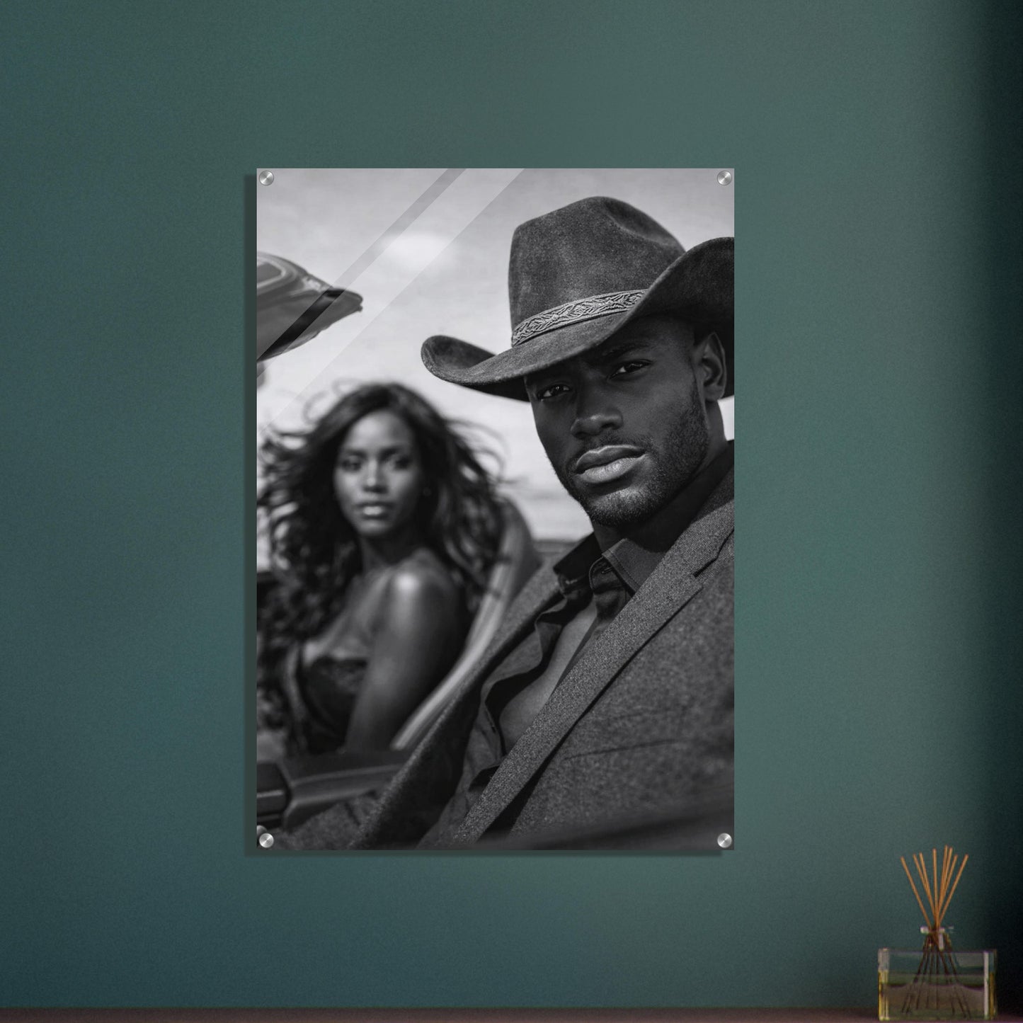 Western Noir Cinematic-Monochrome Acrylic Print - Film-Noir Style