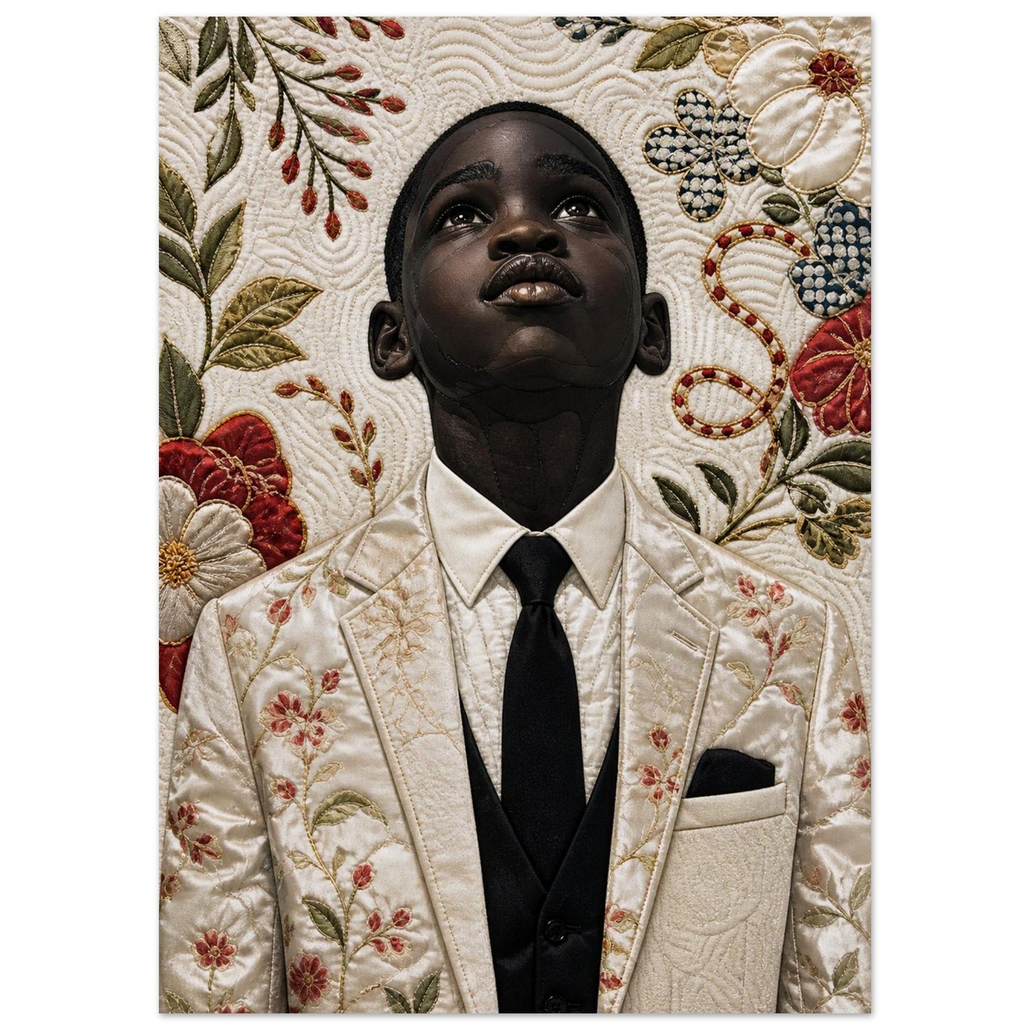 Titel Quilt-Inspired Textile-Collage Matte Paper Poster