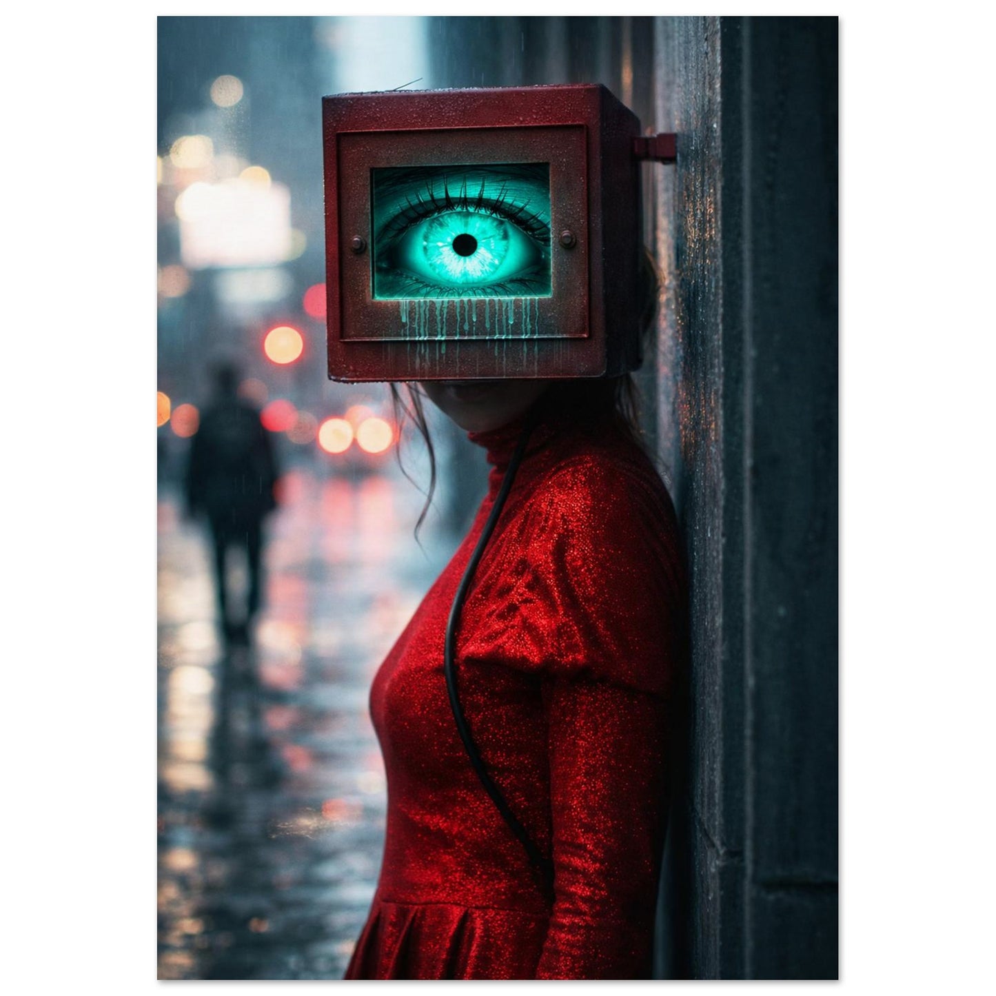 Neon Watcher Cyberpunk-Surreal Museum Quality Matte Paper Poster