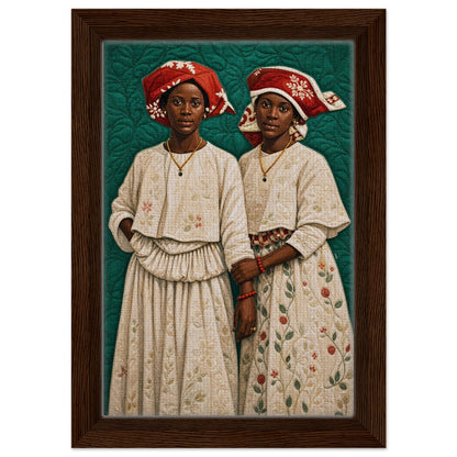 Surinamese Kotomisi Framed Canvas Quilted-Style - Bisa Butler Style