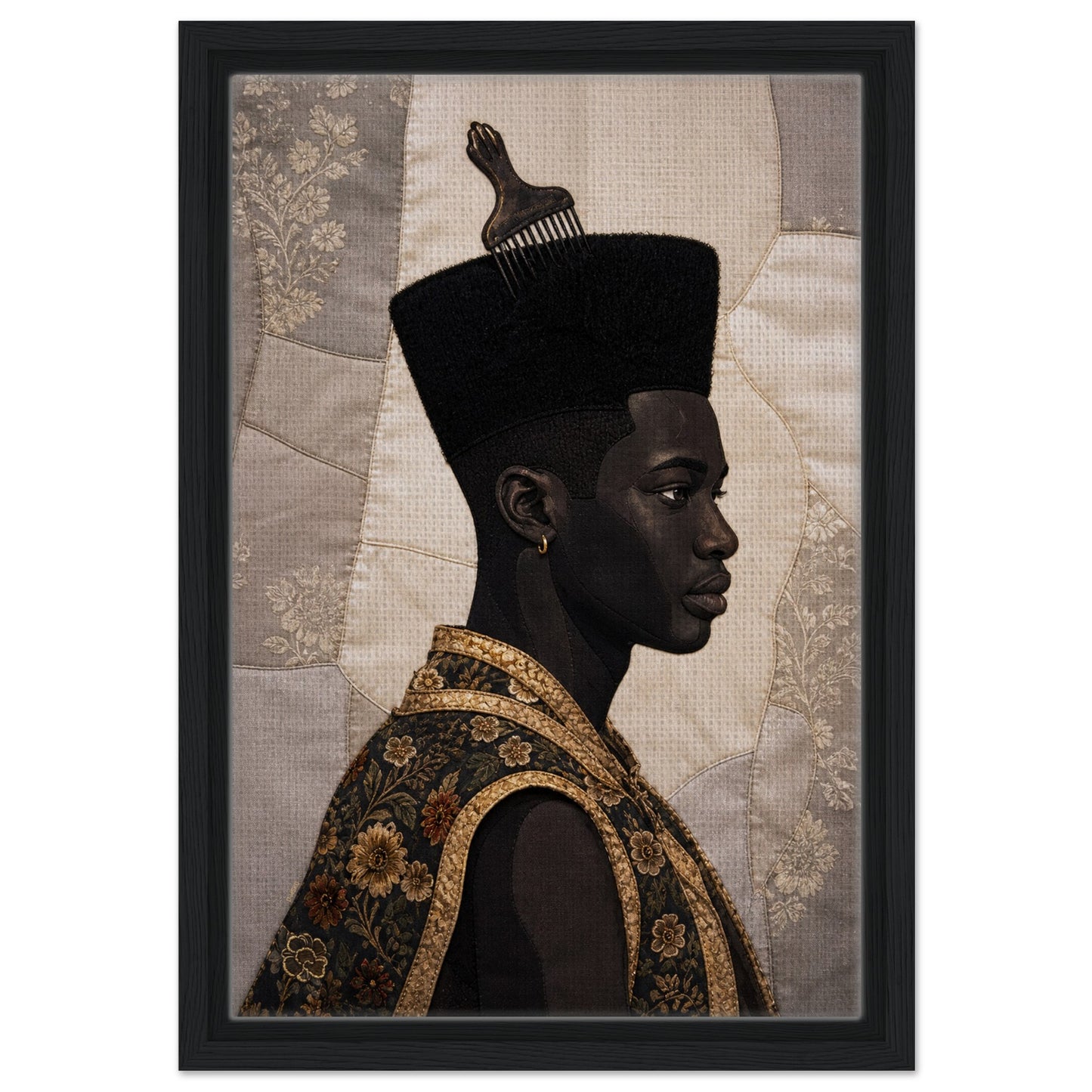 Black Man Afrocentric Matte Paper Poster - Quilt-Inspired Art