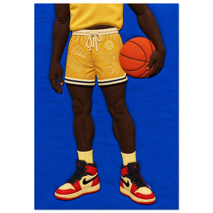 Quilted Style Basketball Textile-Inspired Matte Paper Poster - Pop Art