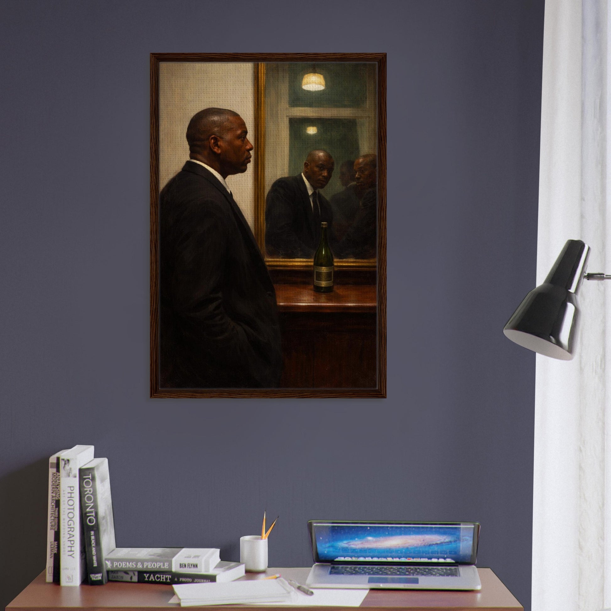 Quiet Reflection Framed Canvas Moody-Portrait Oil-Paint