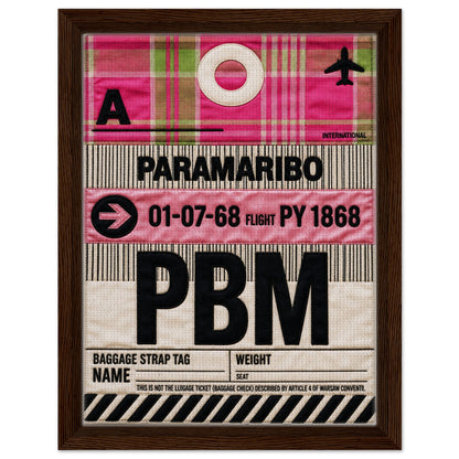 Pink Paramaribo PBM Framed Canvas Quilted-Style Airport-Code