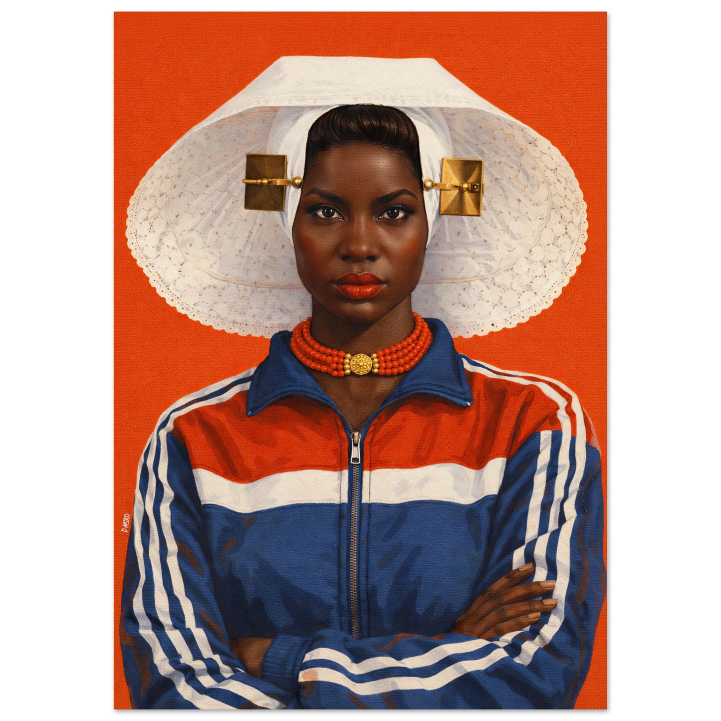 Zeeland Bonnet Portrait Afro-Dutch Matte Paper Poster