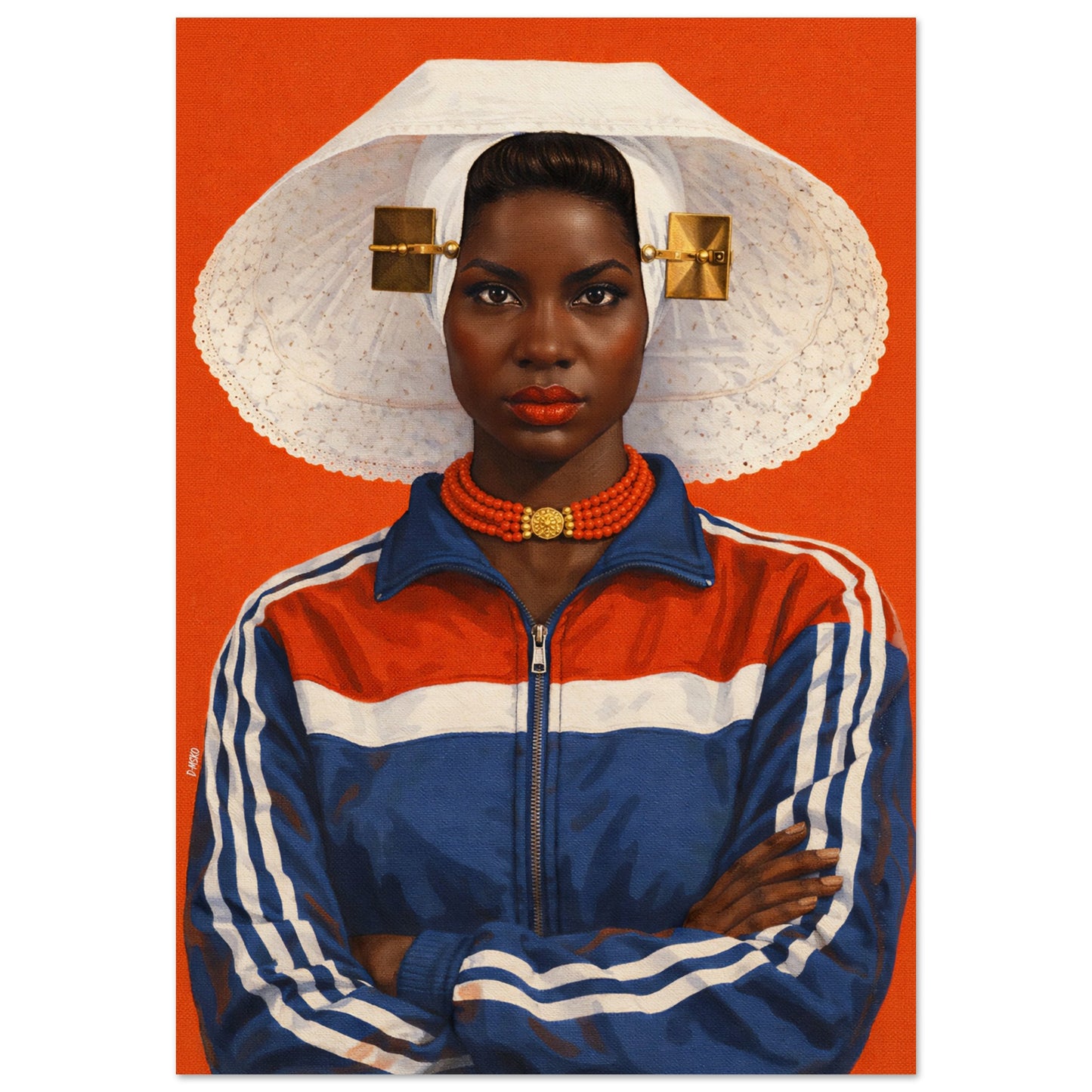 Zeeland Bonnet Portrait Afro-Dutch Matte Paper Poster