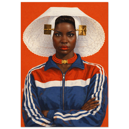 Zeeland Bonnet Portrait Afro-Dutch Matte Paper Poster