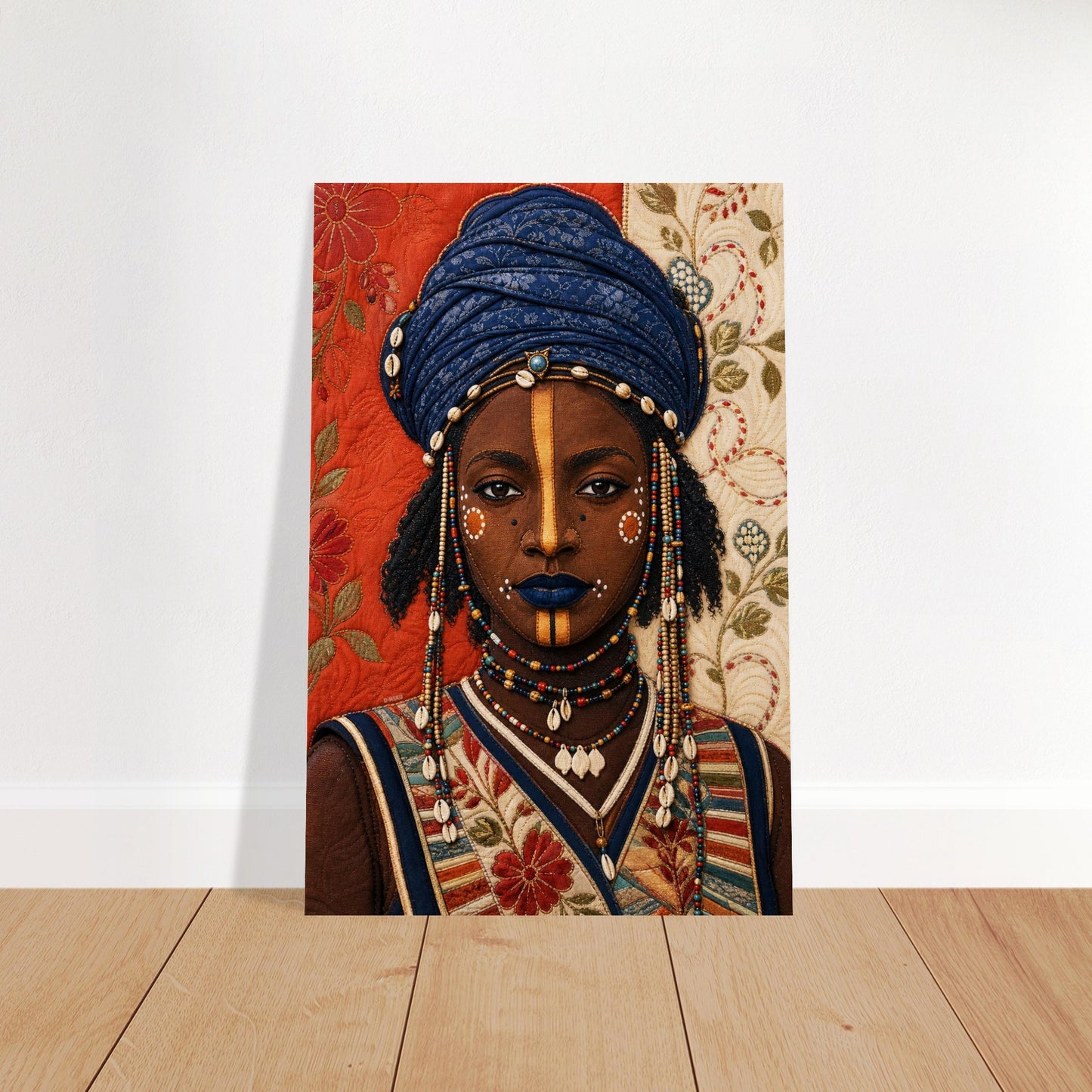 Wadaabe Woman Quilted-Style Matte Paper Poster - Bisa Butler Style