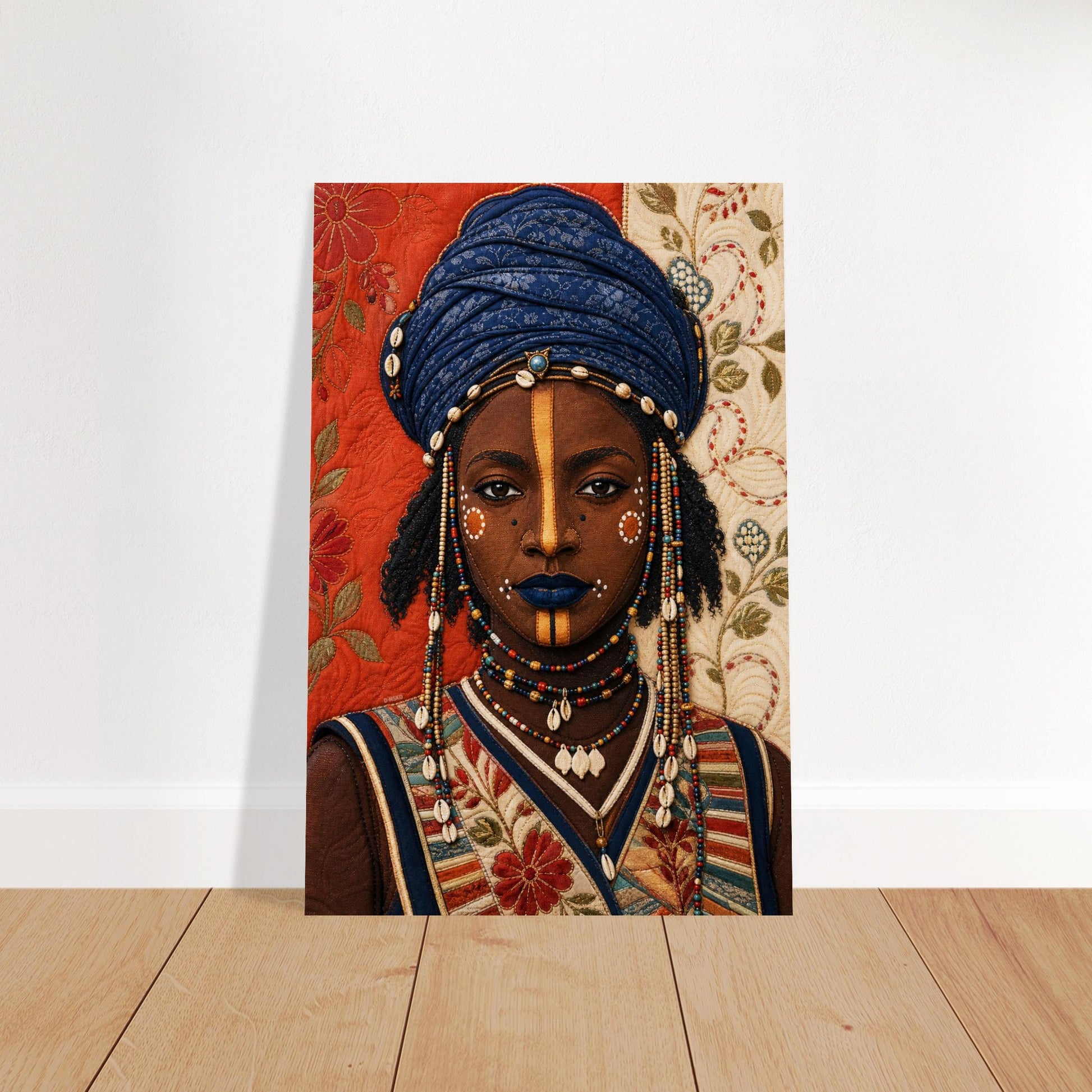 Wadaabe Woman Quilted-Style Matte Paper Poster - Bisa Butler Style