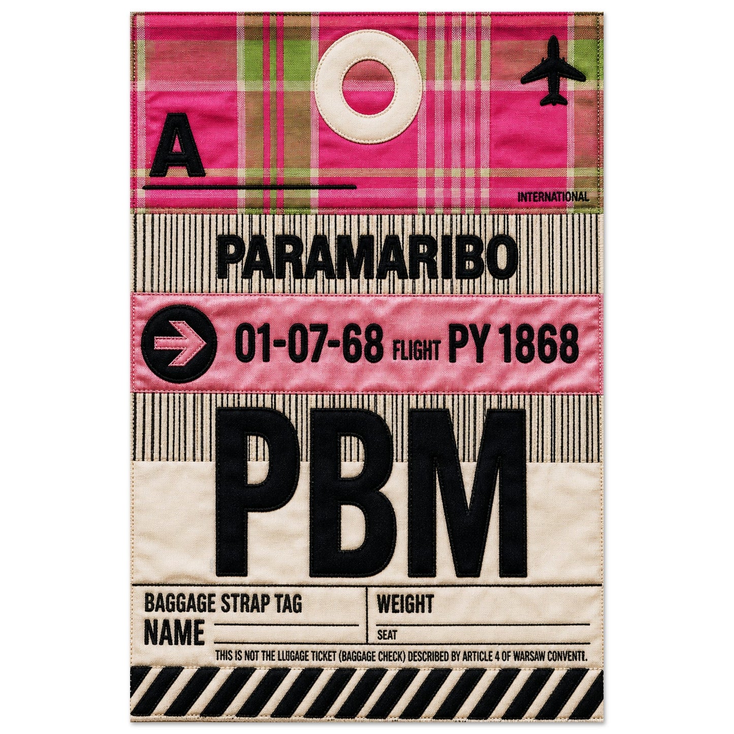 Pink Paramaribo PBM Quilted-Style Luggage-Tag Matte Paper Poster