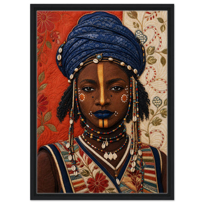 Wadaabe Woman Framed Canvas Quilt-Inspired - Bisa Butler Style