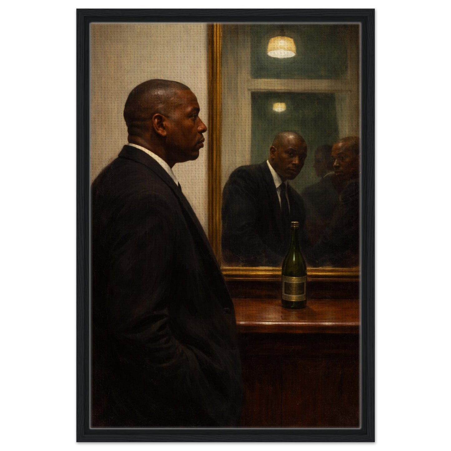 Quiet Reflection Framed Canvas Moody-Portrait Oil-Paint