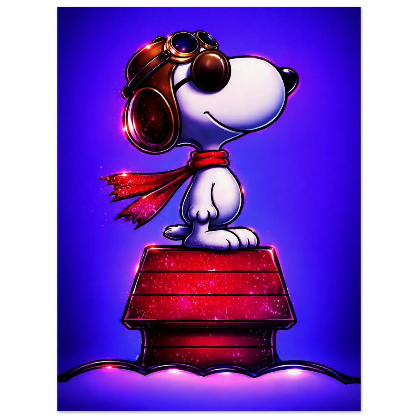 Aviator Dog Pop-Art Matte Paper Poster - Peanuts Flying Ace Style
