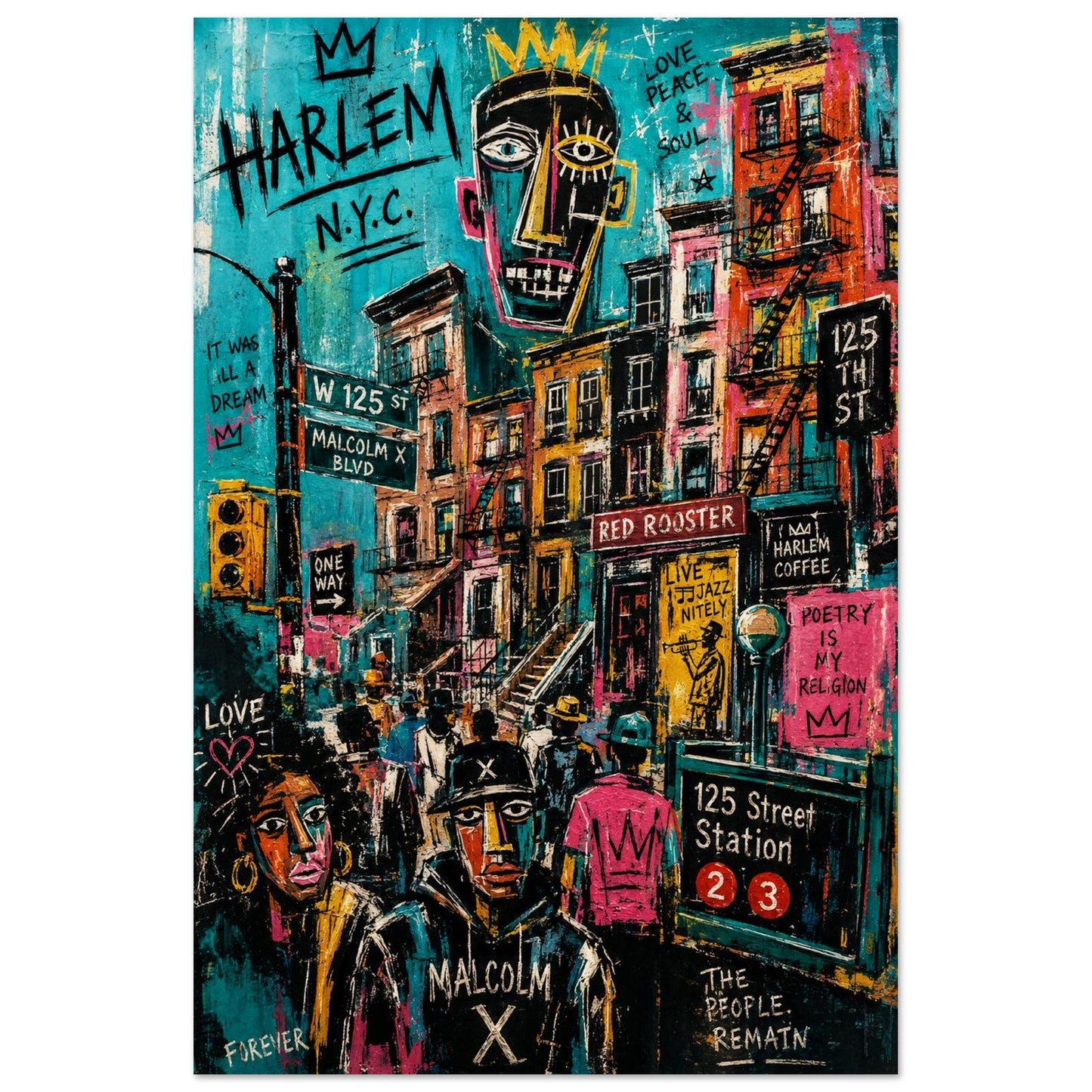 Harlem Rhythm 125 Street-Art Matte Paper Poster - Pop Art Style