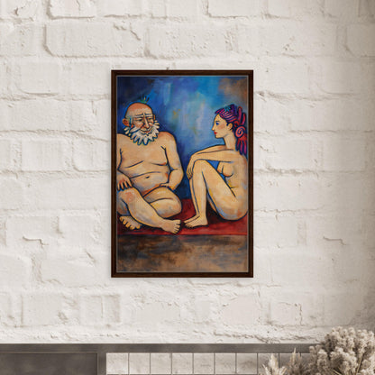Blue Conversation Framed Canvas Expressionist-Figurative - Picasso Sty
