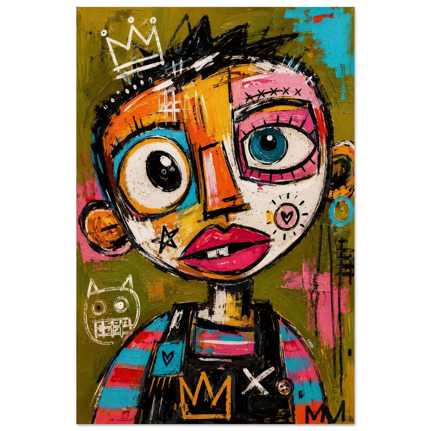 Crowned Rebel Child Street-Art Matte Paper Poster - Basquiat Style